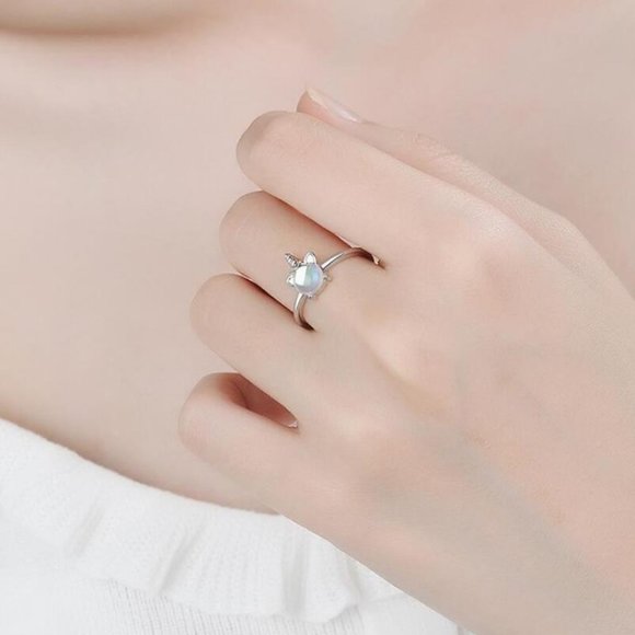 Sterling Silver Moonstone Unicorn Adjustable Ring - Picture 8 of 8